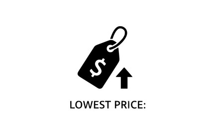 Price tag displays rising dollar sign icon demonstrating market increase in simple background or cost tag indicates dollar symbol moving upward showing value growth in flat view