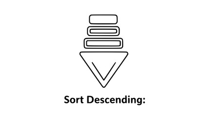 Sorting element illustrates descending data in simple scene or descending arrangement shows order in basic illustration