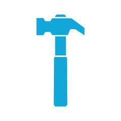 Blue hammer icon on white background