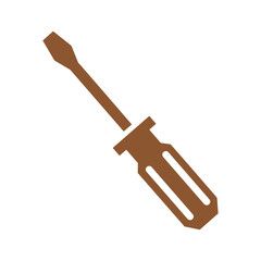 Brown screwdriver icon on white background