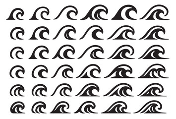 Mega Bundle of Ocean Wave Icons and Graphics - Diverse Styles and Vectors