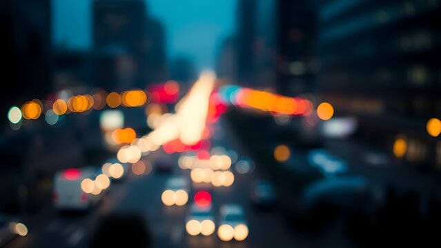 electic. Abstract urban nightscape with glowing city lights and bokeh, blending cool tones and warm highlights. travel magazines.