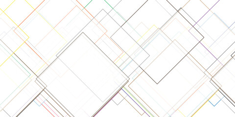 Abstract geometric pattern with overlapping colorful thin lines forming squares and rectangles on a white background creating a modern and dynamic visual texture for design projects