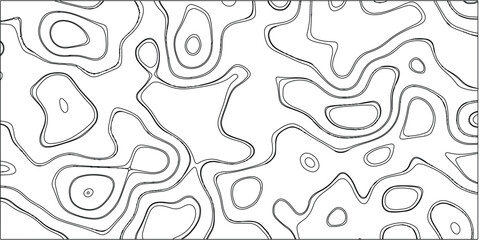 Black and white abstract topographic contour lines forming an intricate and organic pattern across a clean white background