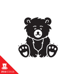 Baby bear cartoon character vector icon