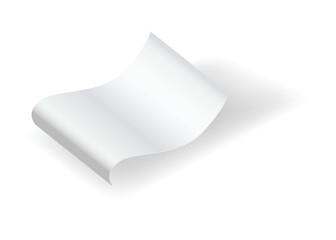 Blank payment check and receipts with shadow. Curved financial paper, purchase invoice. Buying, bill or calculate pay. Receipt the seller form