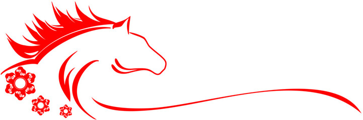 Chinese new year fire horse line art Illustration background