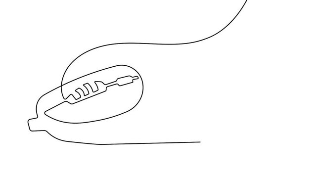 Minimalist computer mouse continuous line drawing icon loop animation