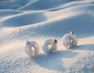 Minimalist White Ornaments on Snow