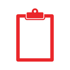 Red clipboard icon on white background