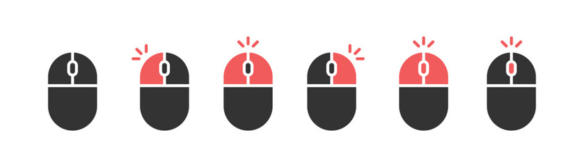 Mouse icon set. Mouse Left and right click icon. Computer mouse set. Mouse wheel scroll icon vector. Mouse click cursor icon set