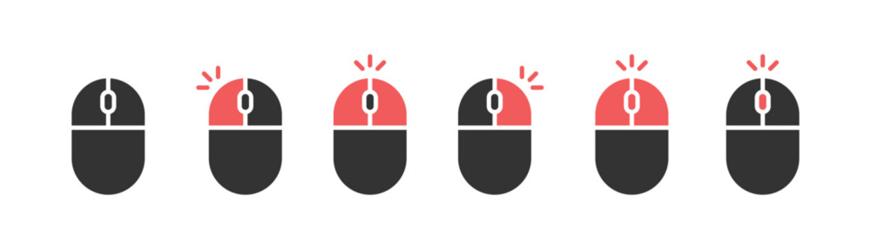 Mouse icon set. Mouse Left and right click icon. Computer mouse set. Mouse wheel scroll icon vector. Mouse click cursor icon set