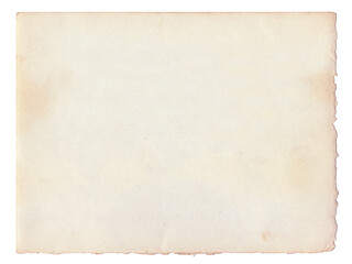 Vintage background of old ancient torn paper texture with spots. Old paper as background. Interesting texture of old yellowed paper slightly damaged by mold. Unique vintage texture of old paper.