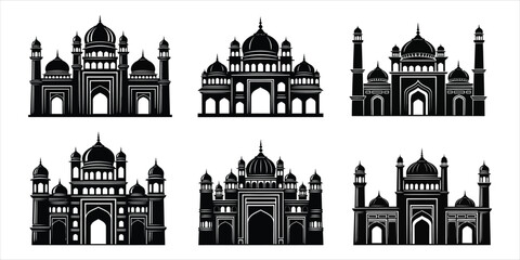 Obraz premium Silhouette illustrations of famous architectural landmarks