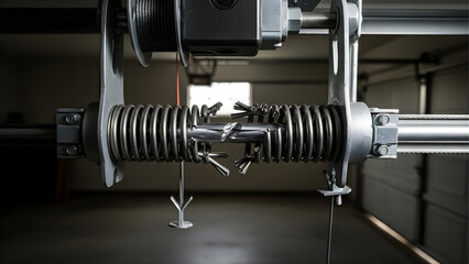 Fototapeta premium Snapped Extension Spring on Residential Garage Door