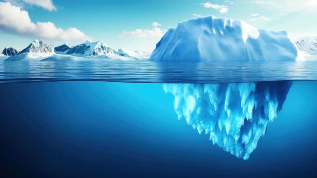 big iceberg in cold winter landscape animation