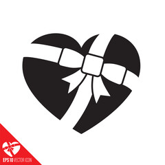 Heart wrapped with a ribbon vector icon