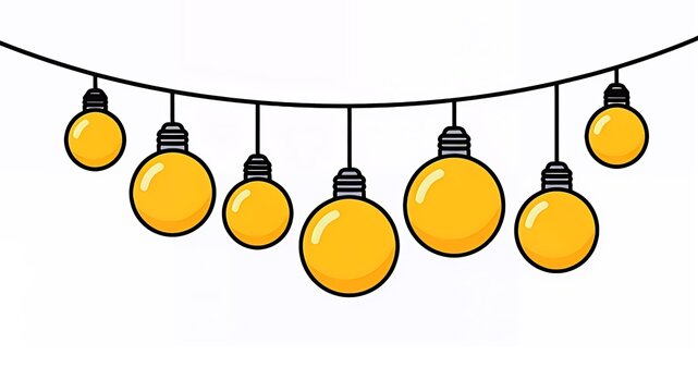 Decorative Hanging Yellow Light Bulbs String Illustration