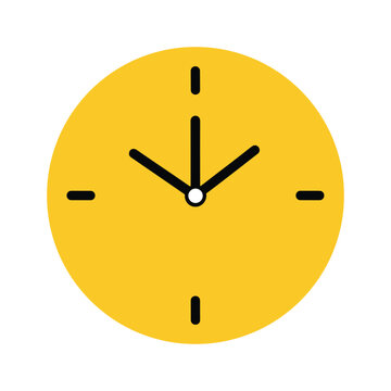 Simple yellow clock face showing 9 o'clock
