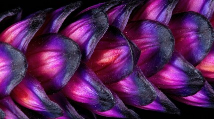 Abstract close-up of vibrant purple pink tropical plant petals