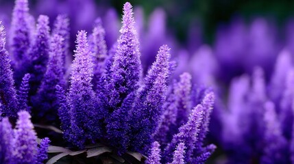 Purple lavender blooms in garden setting