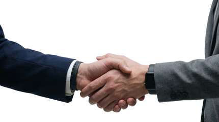 Professional handshake between two executives signaling agreement and collaboration in a business setting. isolated on transparent background, png	
