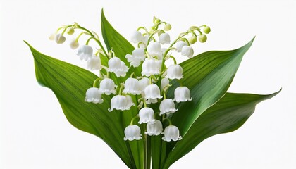 lilies of the valley with green leaf 