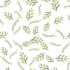 Seamless olive branches pattern in flat minimalistic style. Repeating botanical background with olive leaves and olives, designed as a clean modern vector pattern