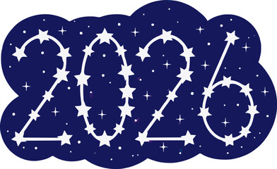Fototapeta premium Cosmic 2026 New Year Constellation Typography with Stars on Dark Blue Background