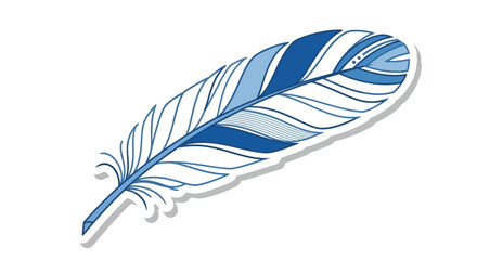 Stylized blue feather illustration with intricate details and artistic flair is isolated on a © DARK