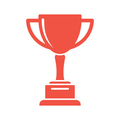 Red trophy icon on white background
