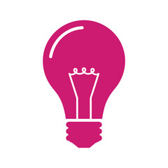 Pink lightbulb icon on white background