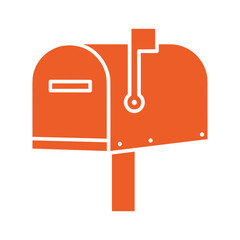 Orange mailbox icon on white background