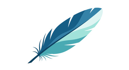 Single blue feather illustration conveys a sense of lightness and airiness with style