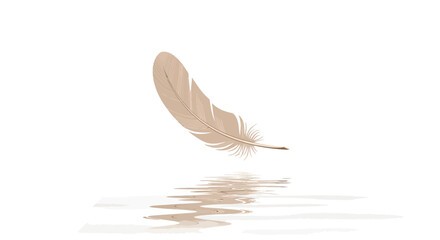 Feather Reflection on Serene Water Surface, Conveying Purity and Calmness with Minimalist Aesthetic