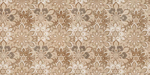 Seamless hand drawn mandala pattern. Vintage elements in oriental style.  © jadav