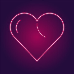 Romantic pink neon heart icon for Valentine’s Day, symbolizing love, passion, and celebration. Perfect for festive design projects and digital assets.