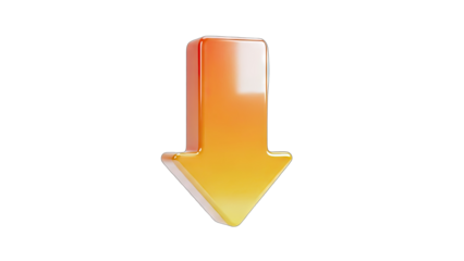 3D Arrow Pointing Down on White Background