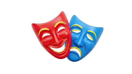 Comedy and Tragedy Masks on White Background