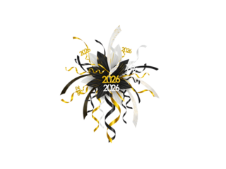 Streamers, New year, 2026, celebration, party, holiday, fireworks, sparkle, joy, happiness, isolated on white background png