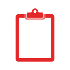 Red clipboard icon on white background