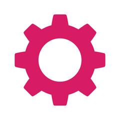 Pink gear icon on white background