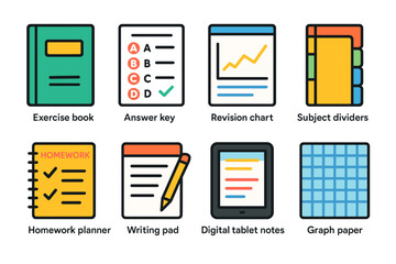 Educational and office supply icons set