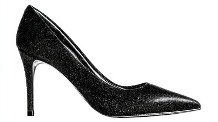 Obraz premium Black high heel shoe with glitter texture