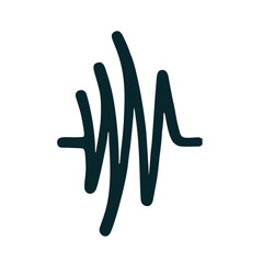A hand drawn sound wave illustration, suitable for use as a design element in audio related projects, musical compositions, and waveform visualizations. Can be used as a logo.	