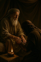 Jacob Receiving Isaac&rsquo;s Blessing While Disguised with Goat Hair