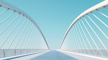 Fototapeta premium Modern bridge architecture structure highlighting suspension cable tension alignment span distribution and aerodynamic curve design. 
