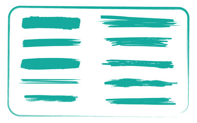 Teal brush strokes on white background with border