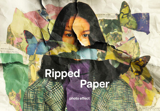 Ripped Paper Photo Effect Mockup
