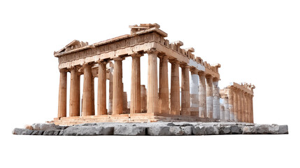 Obraz premium Ancient Greek temple with tall columns, classical architecture, historic ruins, stone structure, and weathered details, symbolizing ancient civilization and cultural heritage